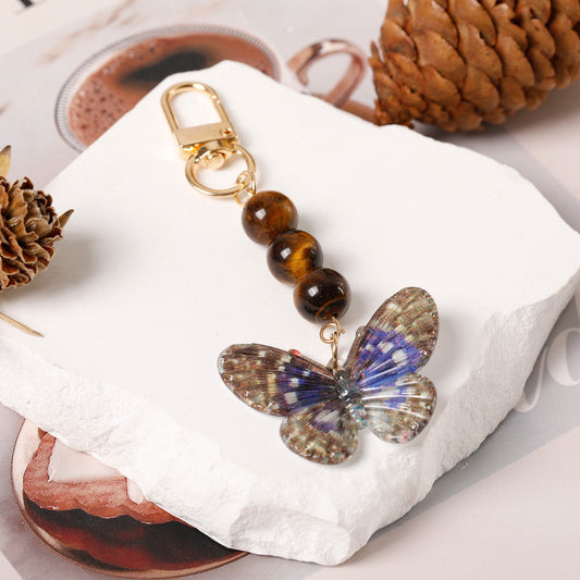 Crystal Butterfly Keychain Set,Tiger's Eye.