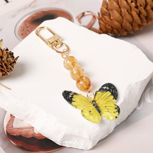Crystal Butterfly Keychain Set,Citrine.