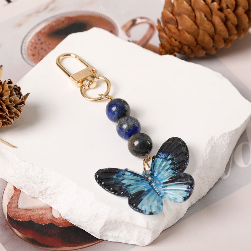 Crystal Butterfly Keychain Set,Lapis lazuli.