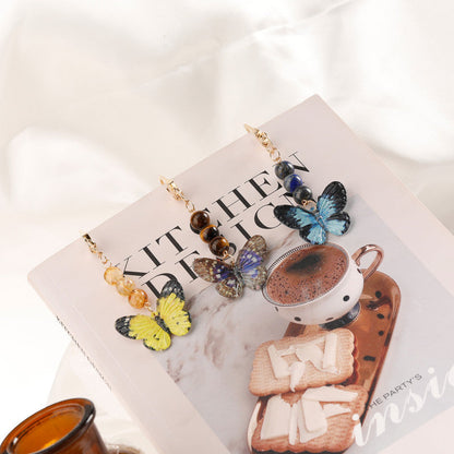 Crystal Butterfly Keychain Set,Lapis lazuli.