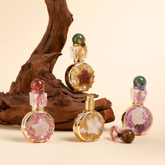 Healing natural crystal perfume bottle(25ml)-Tiger's Eye rose quartz.