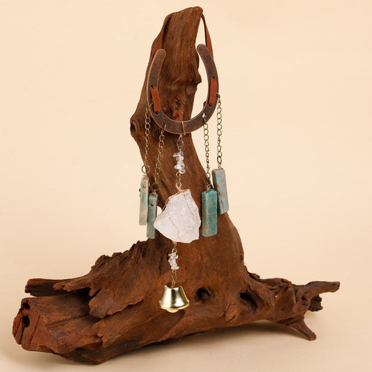 Crystal Lucky Horseshoe Charm Pendant-rose quartz Amazonite.