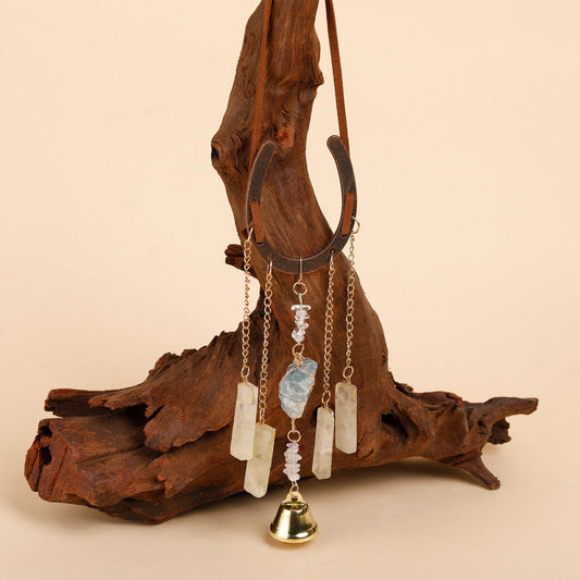 Crystal Lucky Horseshoe Charm Pendant-aquamarine.
