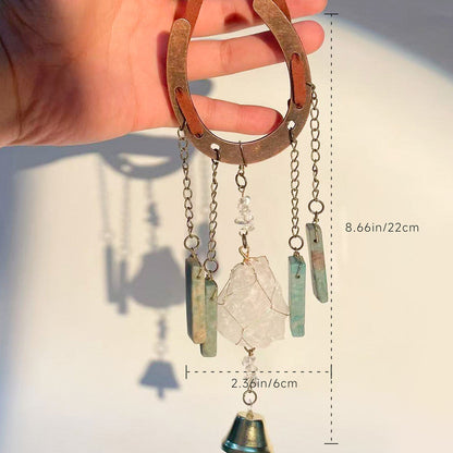 Crystal Lucky Horseshoe Charm Pendant-milky crystal.