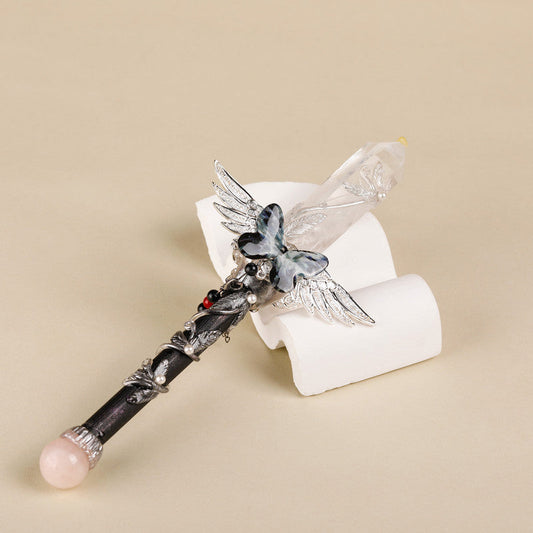 Handmade Crystal Wand, Natural Raw Gemstone Scepter, Magic Healing Wand White Crystal.