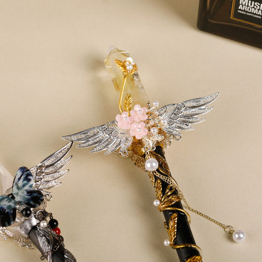 Handmade Crystal Wand, Natural Raw Gemstone Scepter, Magic Healing Wand Citrine.