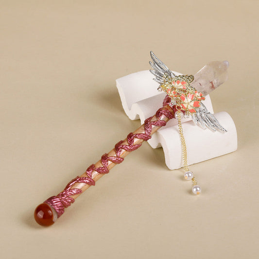 Handmade Crystal Wand, Raw Gemstone Scepter, Natural Magic Wand White Crystal.