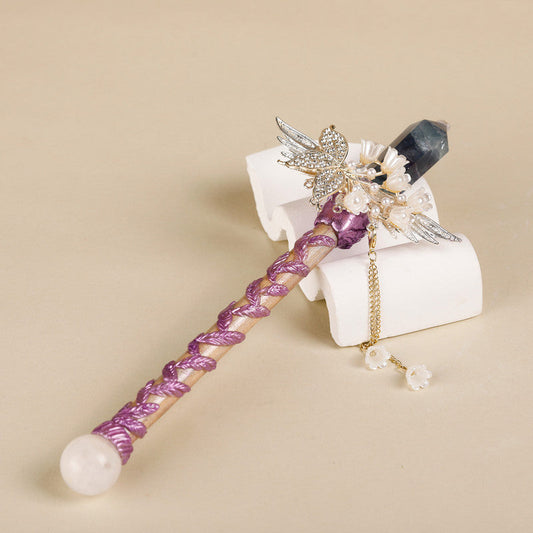 Handmade Crystal Wand, Raw Gemstone Scepter, Natural Magic Wand Green Fluorite.