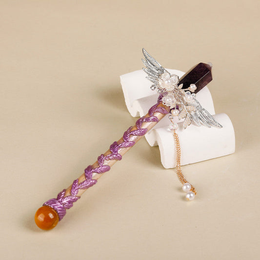 Handmade Crystal Wand, Raw Gemstone Scepter, Natural Magic Wand Fluorite.