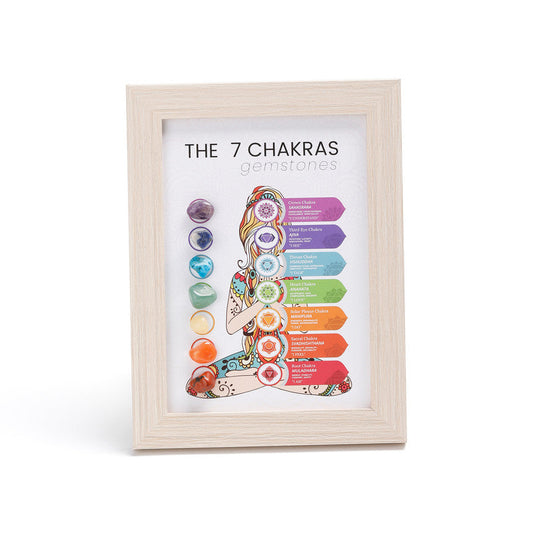 Seven Chakras Healing Crystal Stone Photo Frame Feng Shui or Hanging Home Wall Decoration, Office Gifts.
