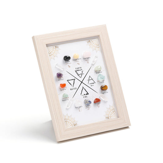 Constellation B Healing Crystal Stone Photo Frame Feng Shui or Hanging Home Wall Decoration, Office Gifts.