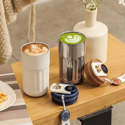 450ml Thermal LED Temperature Display Smart Coffee Cup Insulated Drink Tumbler-Blue