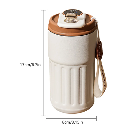 450ml Thermal LED Temperature Display Smart Coffee Cup Insulated Drink Tumbler-Brown