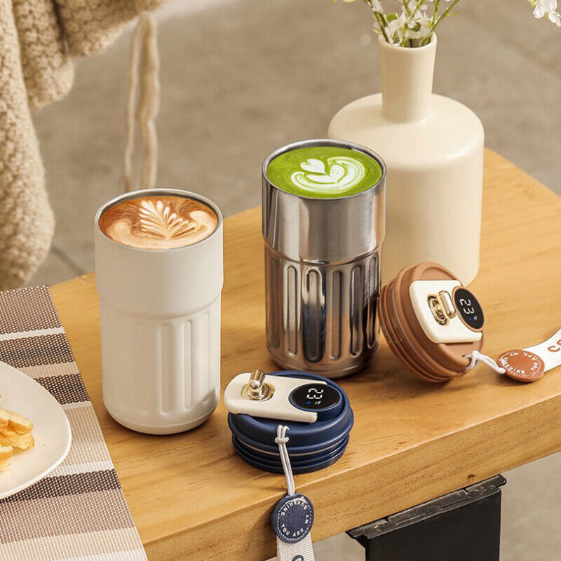 450ml Thermal LED Temperature Display Smart Coffee Cup Insulated Drink Tumbler-Red