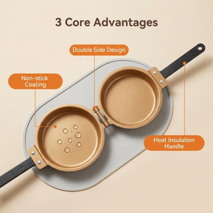 Double Sided Pancake Maker Flip Pan Non-Stick Omelette Egg Frying Pan 15cm