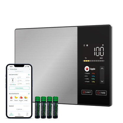 Smart Digital Food Kitchen Scale with Nutritional Calculator, On-Screen Nutrient Info, Free App for Calorie & Macro Tracking, AI Scan, Personal Goals, for Weight Loss and Keto, 11lb/5kg