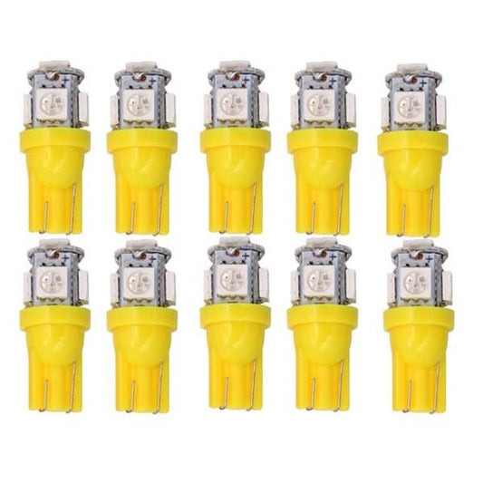 T10 w5w LED with 5 pcs 5050SMD Yellow-Orange chip 12v DC 10-pack Yellow Yellow.