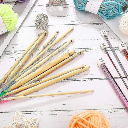 Tunisian Crochet Hook Set 23-Piece with Pearl and Carbonized Bamboo Hooks