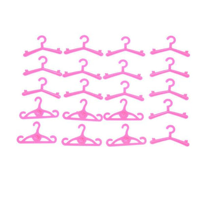 20 pcs/lot Pink Hangers Dress Clothes Accessories For Barbie Doll 0.