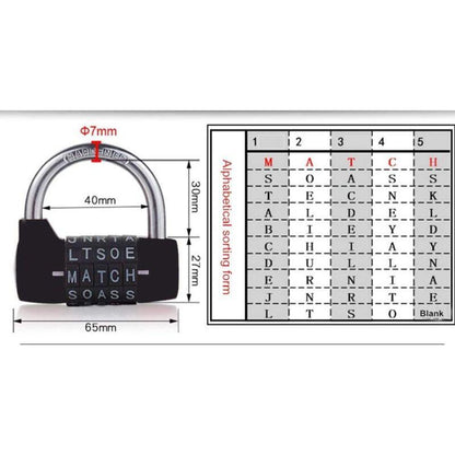Waterproof and Rustproof 5 Letter Combination Lock for Cabinets, Schools, Businesses, and Homes.