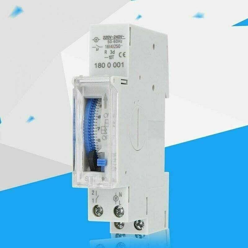 Programmable Timer, Mechanical Timer, 15 Minutes to 24 Hours Programmable Standard DIN Rail Mounted Timer Relay, SUL180A.