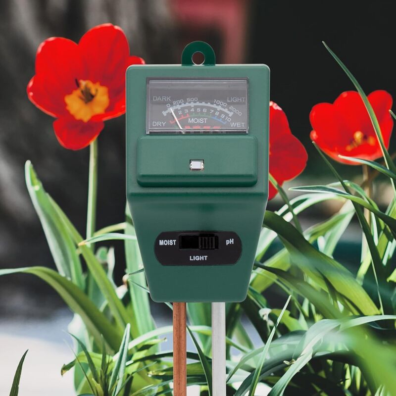 3-in-1 Soil pH Moisture Meter Test Kit for Flowers Grass Plant Garden Lawn with Probe