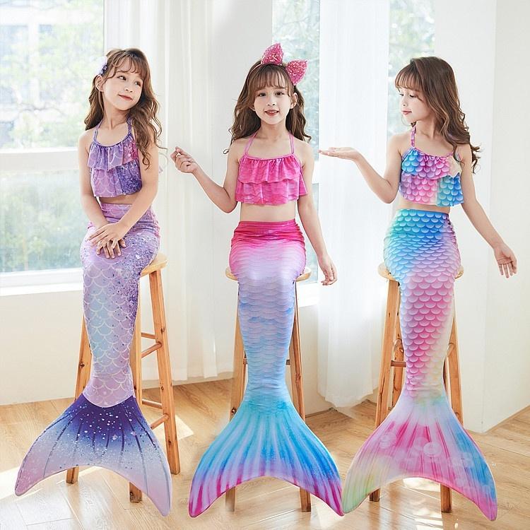Mermaid Swimsuit Monofin Fins Kids L (7-9 Years) Package A 3 pcs