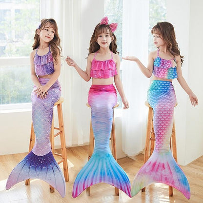 Mermaid Swimsuit Monofin Fins Kids L (7-9 Years) Package A 3 pcs