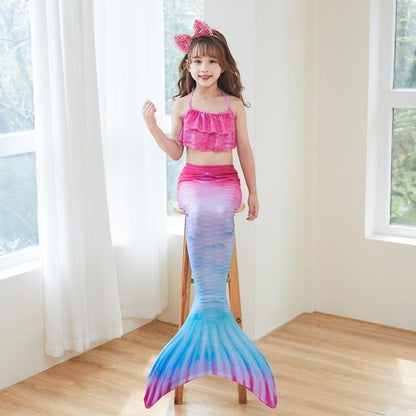 Mermaid Swimsuit Monofin Fins Kids L (7-9 Years) Package A 3 pcs