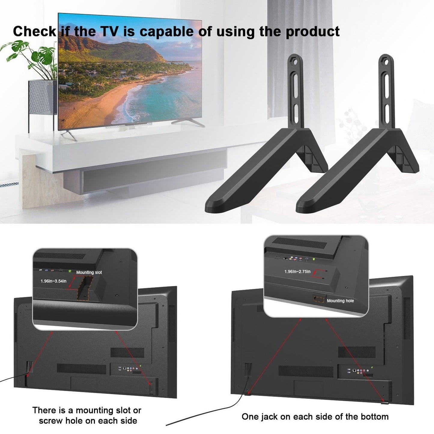 Universal TV Stand with Screws Easy Installation Tabletop Stand for TVs Compatible withSamsung LG TCL Vizio Hisense.