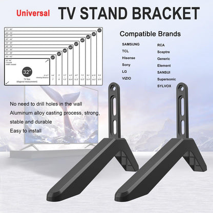 Universal TV Stand with Screws Easy Installation Tabletop Stand for TVs Compatible withSamsung LG TCL Vizio Hisense.