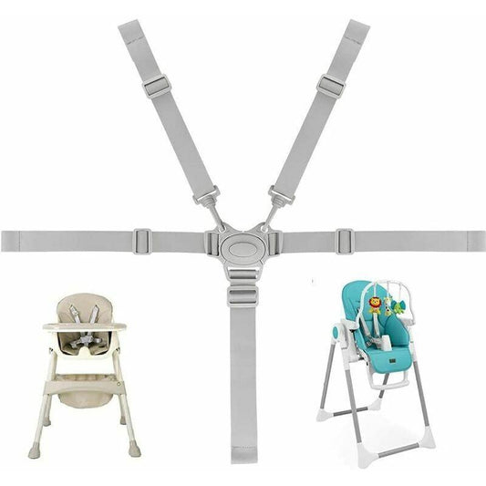 Adjustable 5-Point Safety Harness for Child Seats and Strollers, Gray - Compatible with Most Brands.