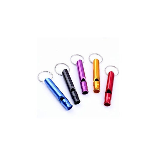 5-pack Aluminum First Aid Whistle with Keychain for Sports, Hiking, Camping, Climbing.