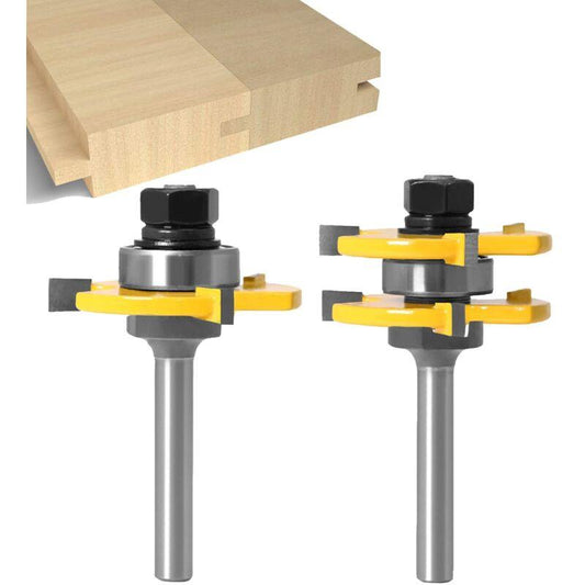 8mm Shank T-Slot Milling Cutter Set, 2Pcs 3-Flute Woodworking Tools.