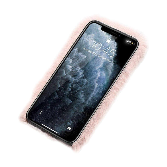 iPhone 12 Mini Fluffy Fur Pink Case, Compatible with iPhone 12 Mini, Soft Protective Mobile Phone Cover.