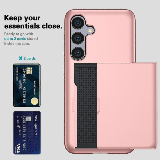 Compatible with Samsung Galaxy A16 5G 4G Compatible Case with Card Holder TPU PC Back Cover Rose Gold.