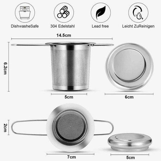 Tea filter, stainless steel tea strainer, tea strainer, tea infuser Tea strainer with lock, tea filter with fine holes, foldable handle design Suitable for.