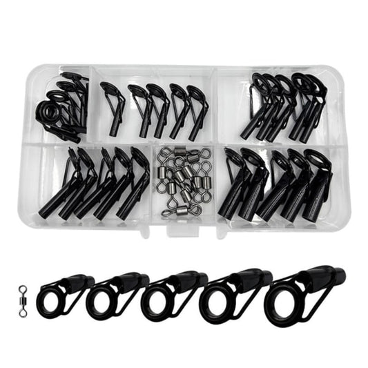 Fishing Rod Repair Kit 35pcs Alconite Ceramic Guide Rings Rod Eye Guides Wear-Resistant Compatible with Various Brands.