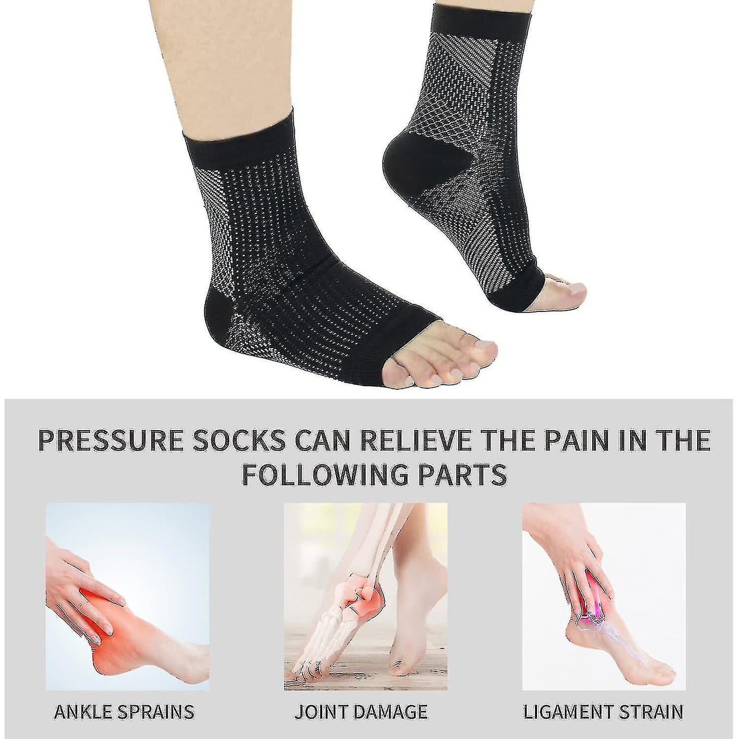 3 pairs of neuropathy socks, soothing socks for neuropathy pain, tendinitis compression socks, plantar fasciitis, neuropathy - Black - L XL