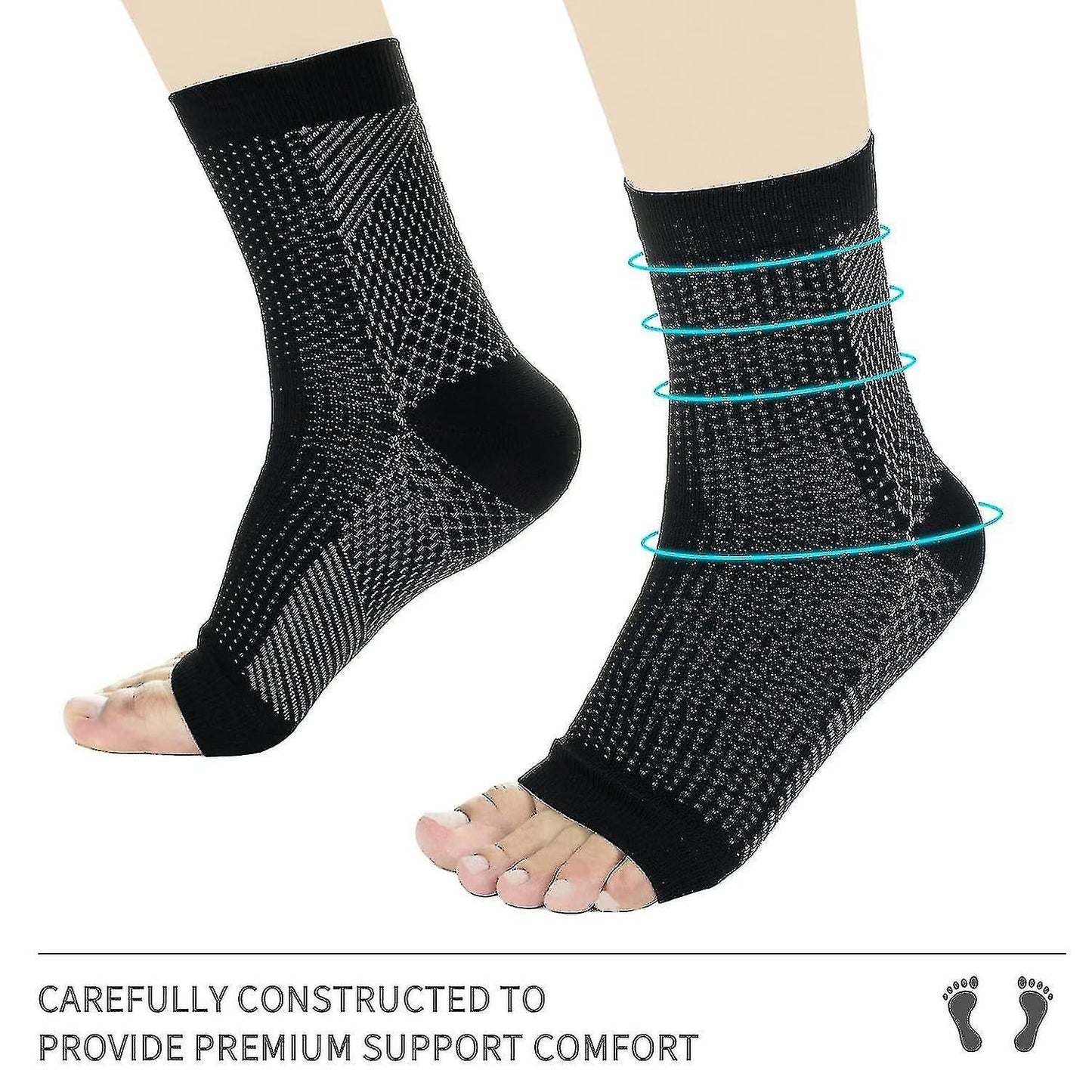3 pairs of neuropathy socks, soothing socks for neuropathy pain, tendinitis compression socks, plantar fasciitis, neuropathy - Black - L XL
