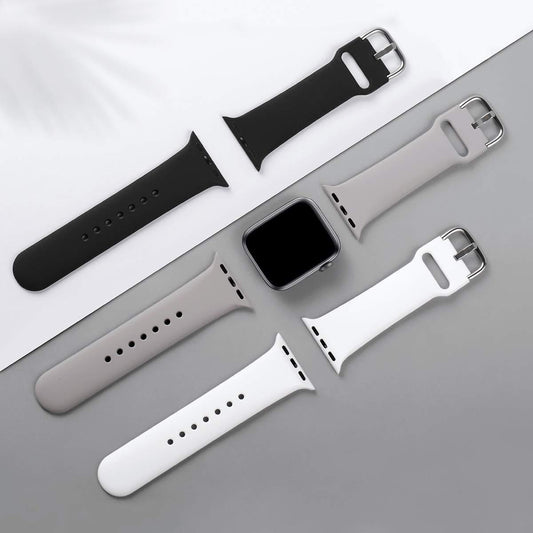 Compatible with Apple Watch Bands Series 8 7 6 5 4 3 Ultra SE 42mm 44mm 45mm, 3-Pack Black White Gray.