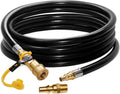 12 FT RV Propane Quick Connect Hose, RV Quick Connect Propane Hose, Quick Disconnect Propane Hose Extension - 1/4 Inch Safety Shutoff Valve & Male Full Flow Plug for LP Gas Low Pressure System.