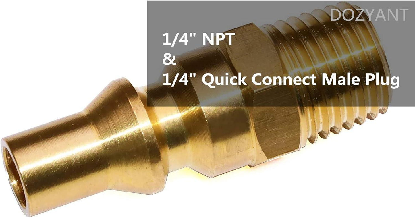 12 FT RV Propane Quick Connect Hose, RV Quick Connect Propane Hose, Quick Disconnect Propane Hose Extension - 1/4 Inch Safety Shutoff Valve & Male Full Flow Plug for LP Gas Low Pressure System.