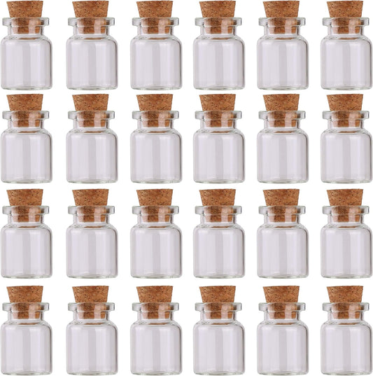 24pcs Mini Glass Bottles with Cork Stoppers 5ml DIY Art Crafts Storage Container,Tiny Glass Vials Cork for Wedding Decoration,Small Glass Corks Jars Party Favor