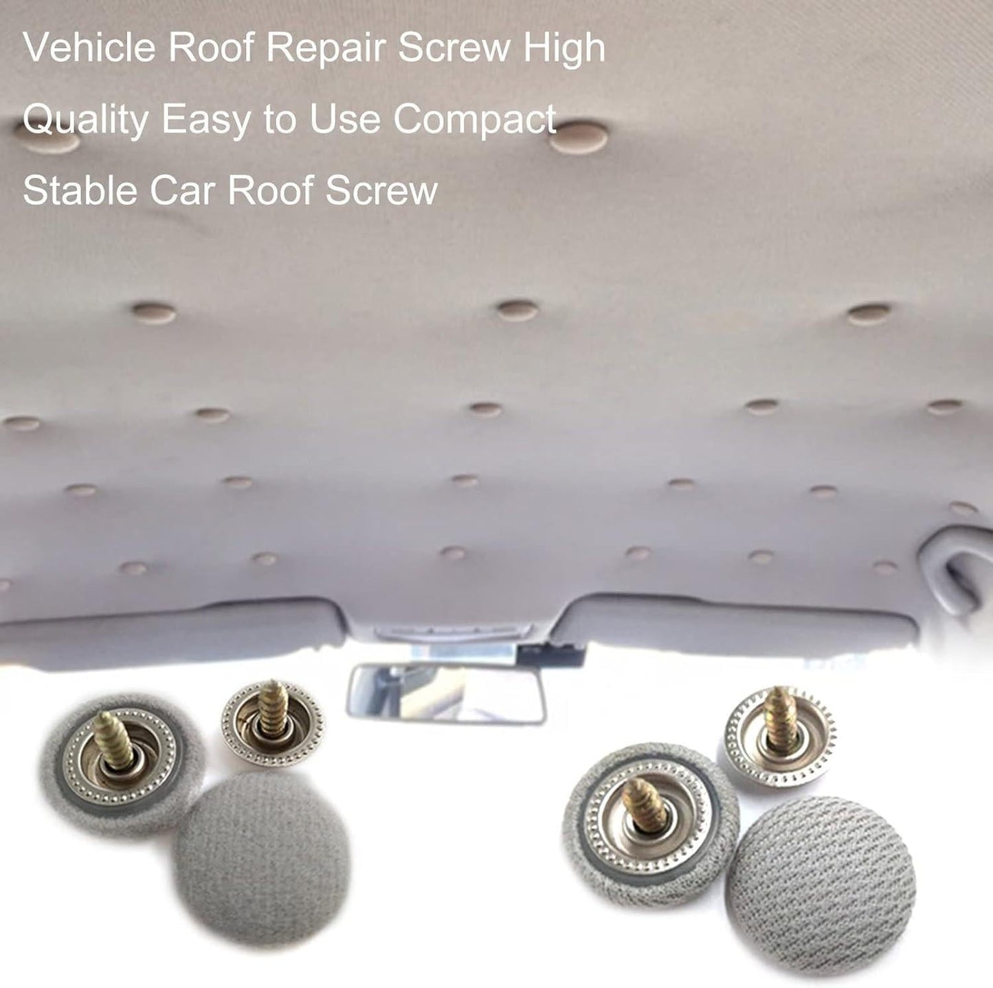 20Pcs Car Roof Repair Screw, Automotive Clips Auto Roof Snap Pins Retainer Practical Easy to Use Nylon Stable Car Roof Headliner Repair Kit Smooth Side.