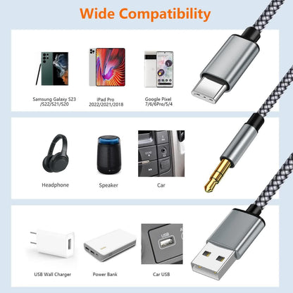 USB C to 3.5mm Aux Audio Cable with Charging, 2 in 1 USB C to 3.5mm Car Stereo Headset Audio Cable with PD 18W Charging Compatible with iPhone 16/15, Samsung Galaxy S25/S24/S23/S22+, Google Pixel 8 7.