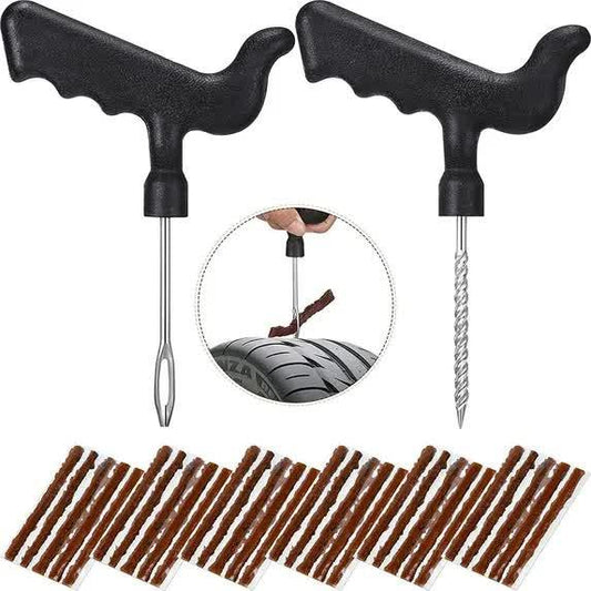 32 Pieces Tire Repair Kit with Plug Tire Plug Kit Tire Plug Repair Kit T Handle Tire Repair Tools to Fix Punctures and Plug Flats for Truck, Rv, SUV, ATV, Motorcycle, Car, Tractor, Trailer.