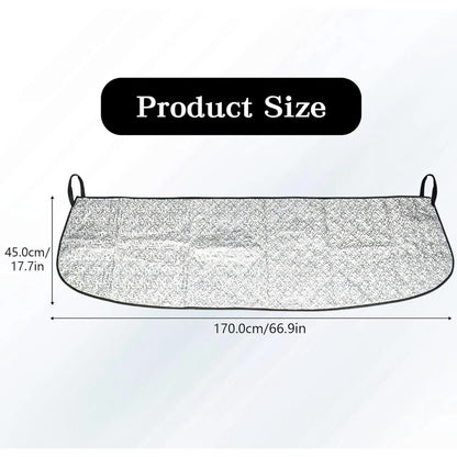 Car Front Windshield Cover Shade, 66.9"×17.7" Windshield Snow Cover for Fallen Leaf Dust and Snow, Universal Windshield Protector for All Seasons(Silver)