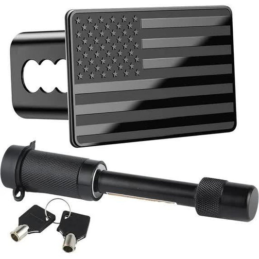 Tow Hitch Cover, Heavy American Flag Metal Trailer Hitch Cover for 2 Inch Receivers, Ideal for Truck Accessories with 5/8-Inch Pin Diameter Trailer Hitch Lock.