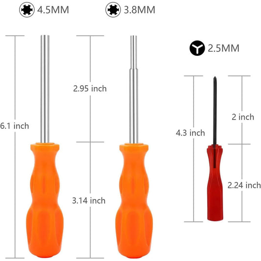 3 Pack Gamebit Security Screwdriver, 3.8mm and 4.5mm Security Screwdriver and 2.5mm Triwing Screwdriver for Super Nintendo, SNES, NES, N64 and GameBoy.